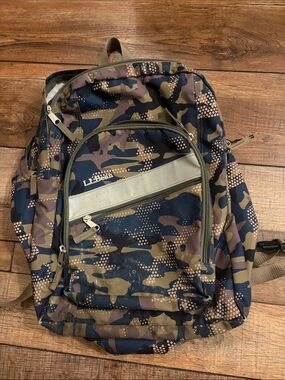 L.L. Bean Navy, Brown, and Tan Camo Backpack